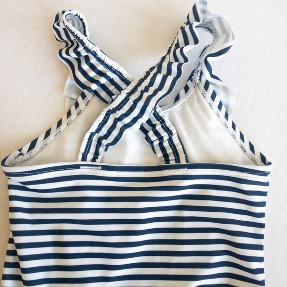 Baby Gap Blue and White Striped Ruffle Swimsuit - Picture 4 of 6